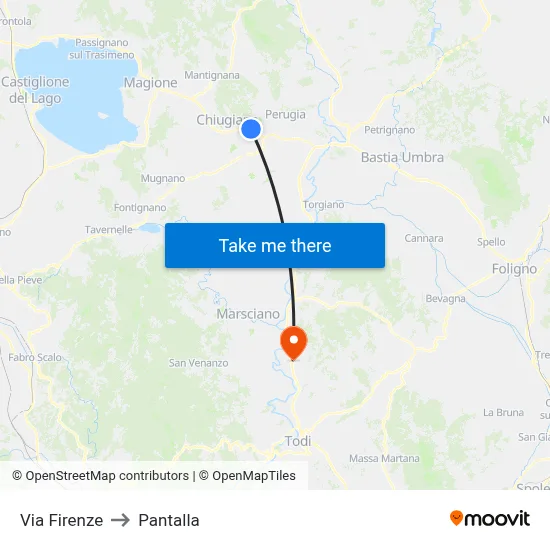 Firenze Street to Pantalla map