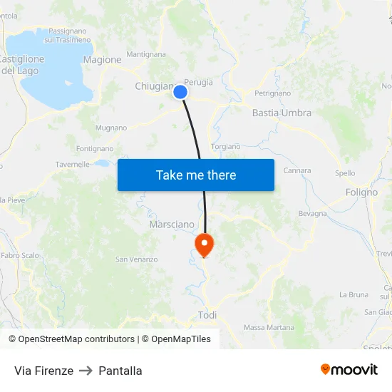 Firenze Street to Pantalla map