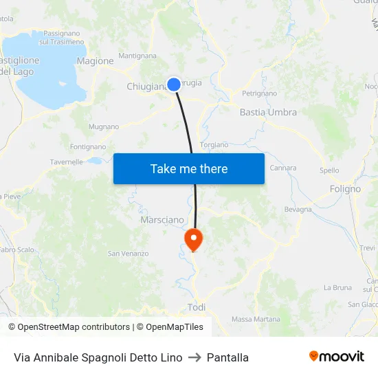 Via Annibale Spagnoli Called Lino to Pantalla map