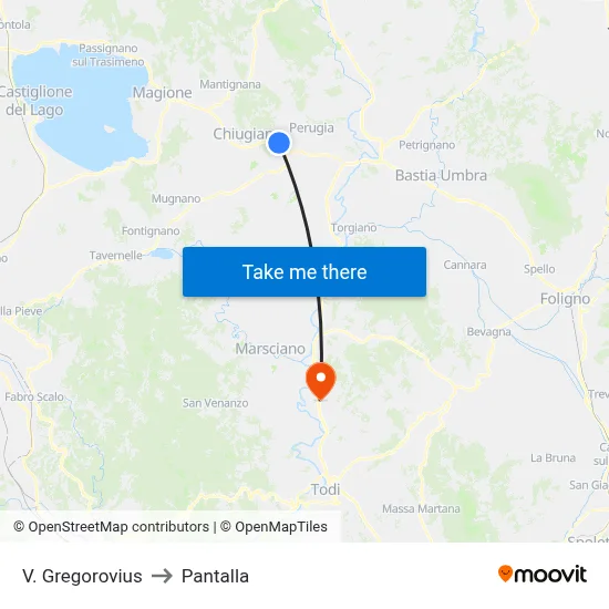 Via Gregorovius to Pantalla map