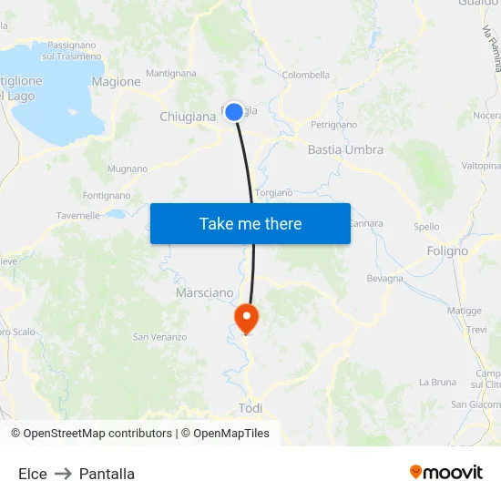 Elce to Pantalla map