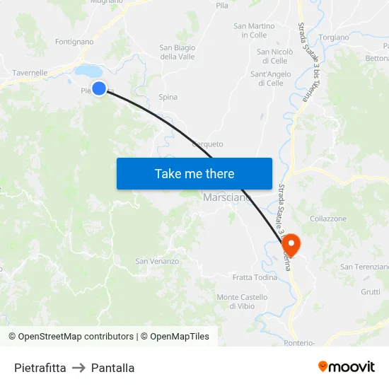 Pietrafitta to Pantalla map