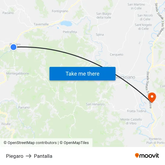 Piegaro to Pantalla map
