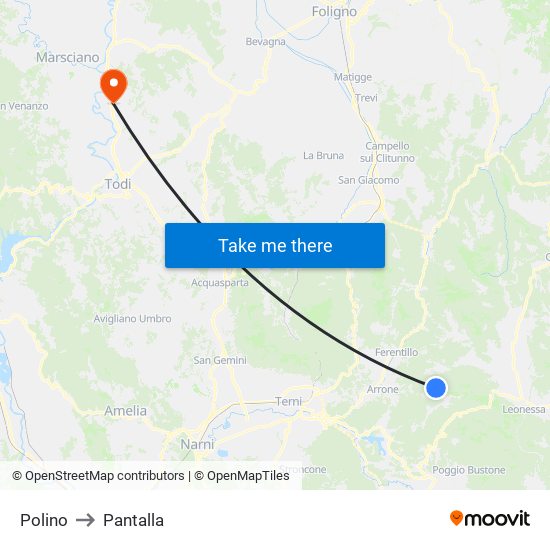 Polino to Pantalla map