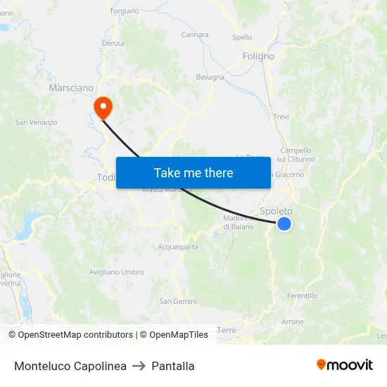 Monteluco Terminal to Pantalla map