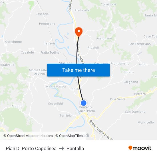 Pian Di Porto Capolinea to Pantalla map