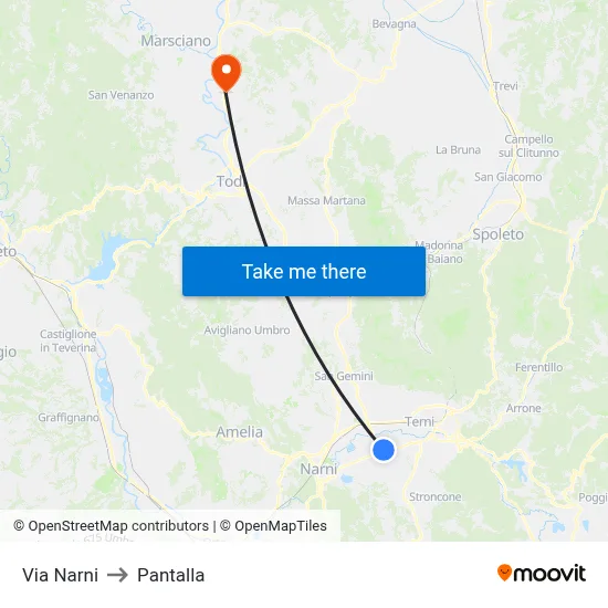 Narni Street to Pantalla map
