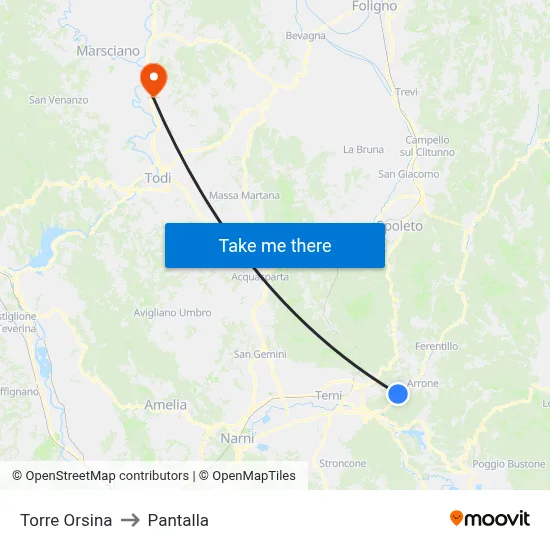 Orsina Tower to Pantalla map