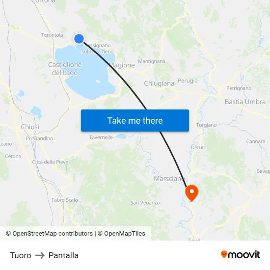 Tuoro to Pantalla map