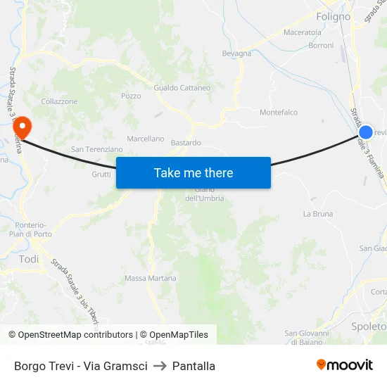 Borgo Trevi - Via Gramsci to Pantalla map