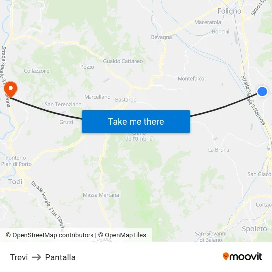 Trevi to Pantalla map