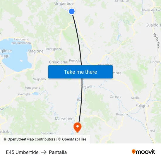 E45 Umbertide to Pantalla map