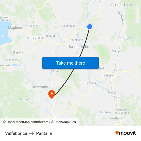 Valfabbrica to Pantalla map