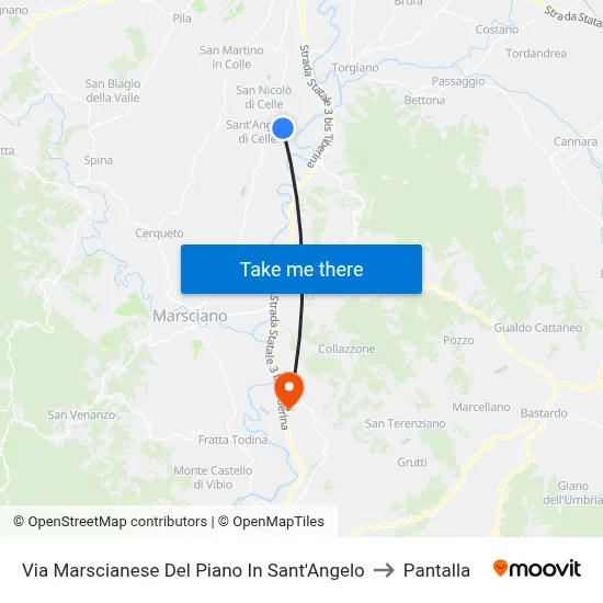 Marscianese Del Piano Road in Sant'Angelo to Pantalla map