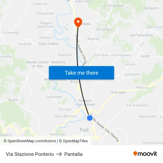 Ponterio Station Street to Pantalla map