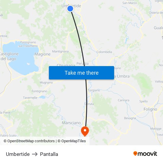Umbertide to Pantalla map