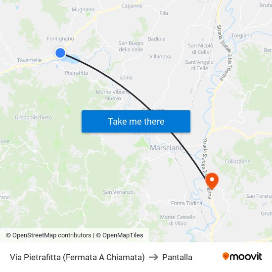 Via Pietrafitta (Fermata A Chiamata) to Pantalla map