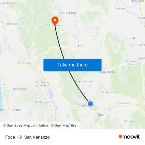 Foce to San Venanzo map