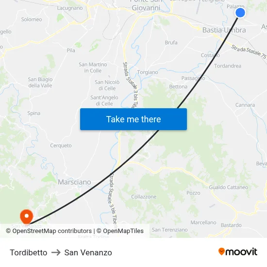 Tordibetto to San Venanzo map