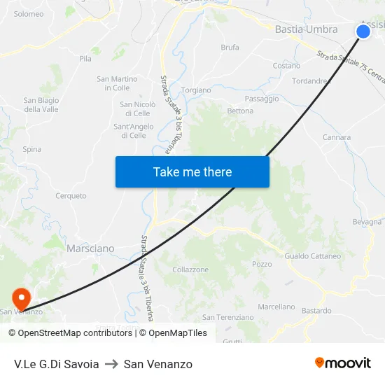 Viale Duca Di Savoia to San Venanzo map