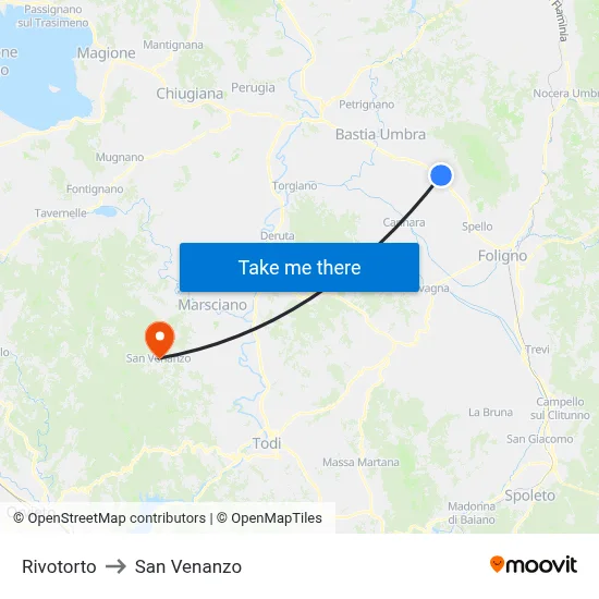 Rivotorto to San Venanzo map