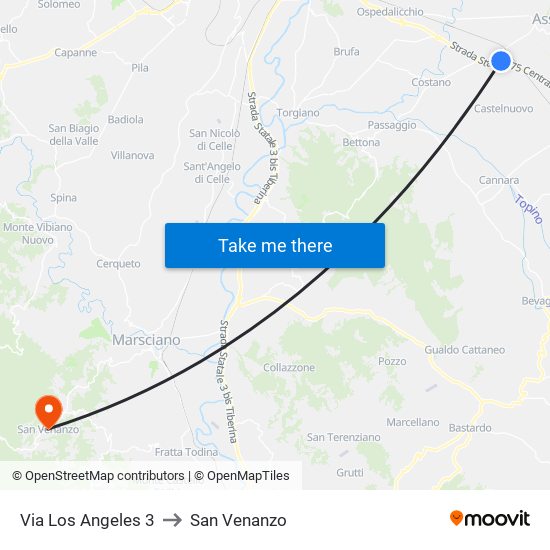 Via Los Angeles 3 to San Venanzo map