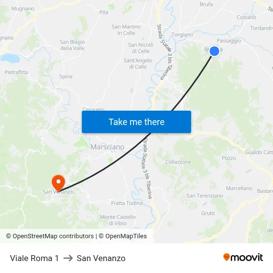 Roma Avenue 1 to San Venanzo map