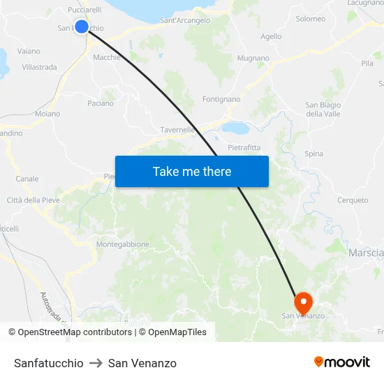 Sanfatucchio to San Venanzo map