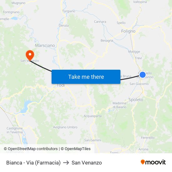 Bianca - Via Trieste(Farmacia) to San Venanzo map