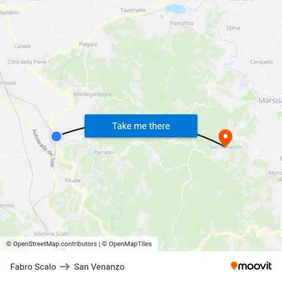 Fabro Station to San Venanzo map