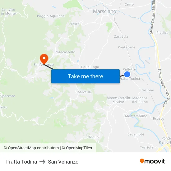 Fratta Todina to San Venanzo map