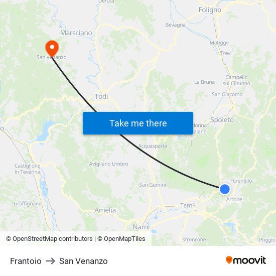 Frantoio to San Venanzo map