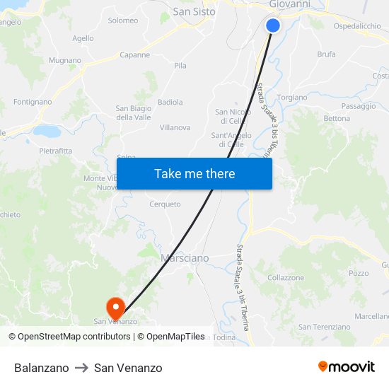 Balanzano to San Venanzo map