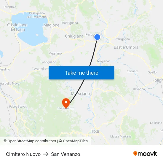 New Cemetery to San Venanzo map