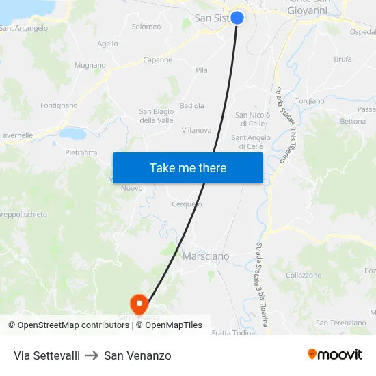 Settevalli Street to San Venanzo map