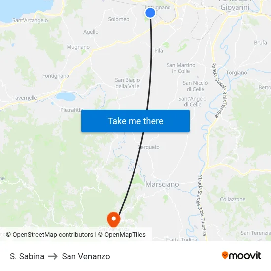 S. Sabina to San Venanzo map