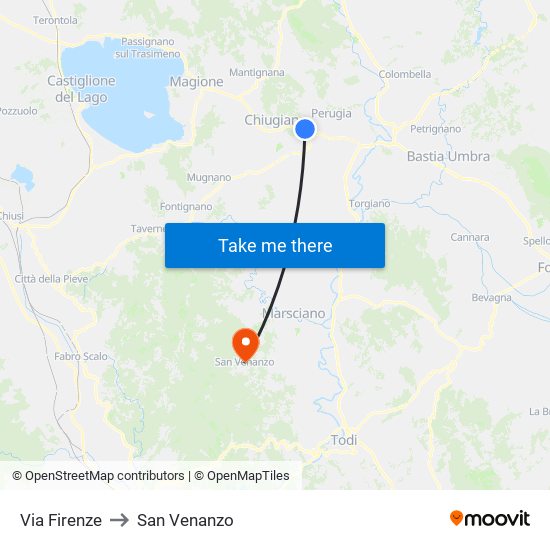 Via Firenze to San Venanzo map