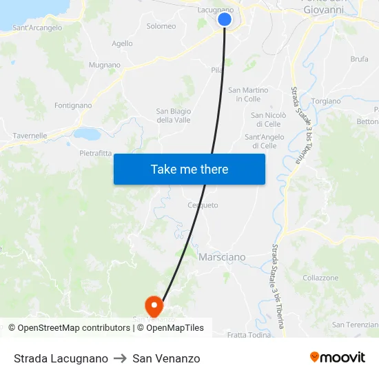 Lacugnano Street to San Venanzo map