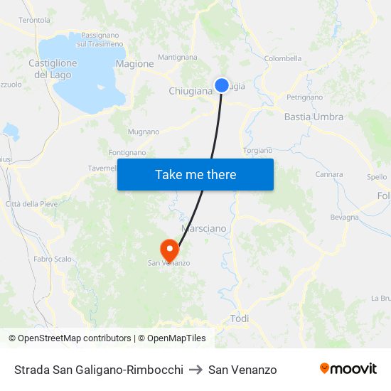 Strada San Galigano-Rimbocchi to San Venanzo map