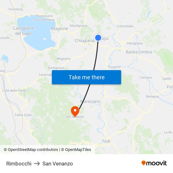 Rimbocchi to San Venanzo map