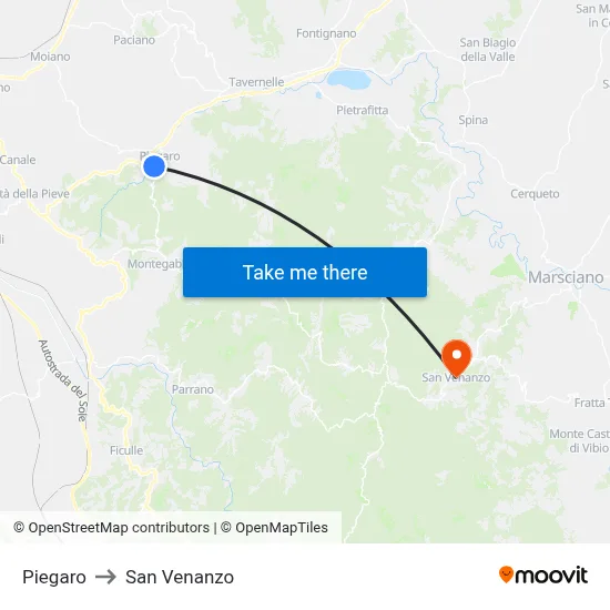 Piegaro to San Venanzo map