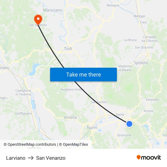 Larviano to San Venanzo map