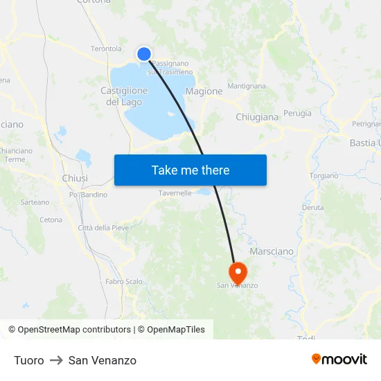 Tuoro to San Venanzo map