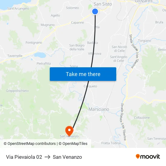 Pievaiola Road 02 to San Venanzo map