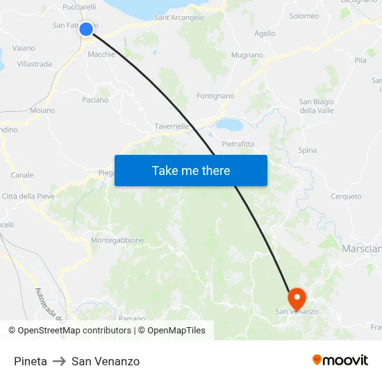Pineta to San Venanzo map