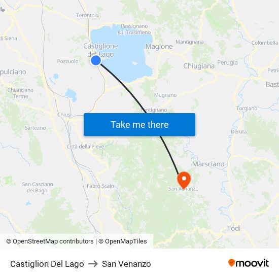 Castiglion Del Lago to San Venanzo map