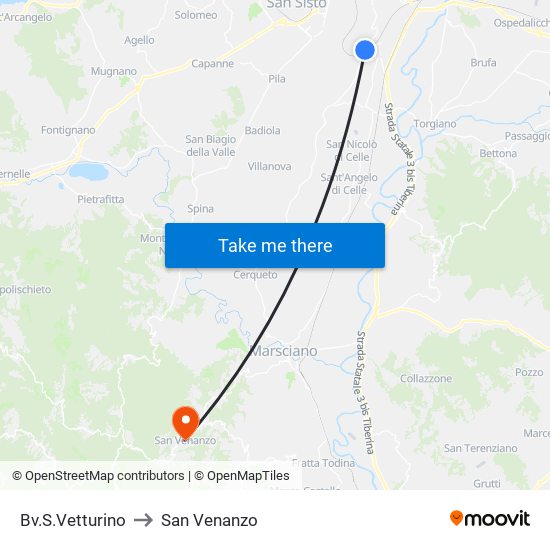 Bv.S.Vetturino to San Venanzo map