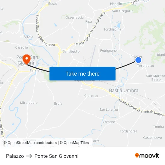 Palace to San Giovanni Bridge map