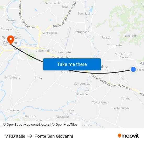 Italy Street to San Giovanni Bridge map