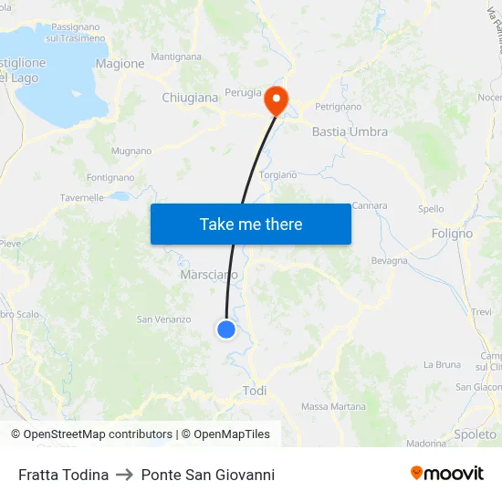 Fratta Todina to San Giovanni Bridge map